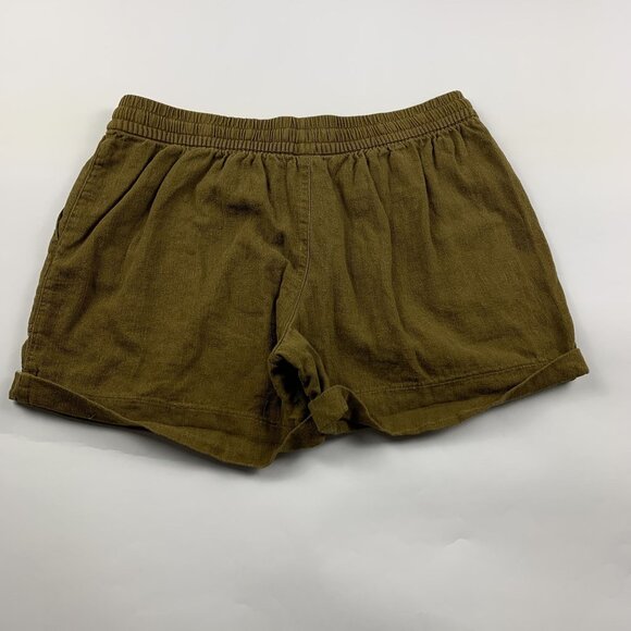 Old Navy Gathering Moss Olive Linen Blend High Rise Pull On Shorts M - Picture 4 of 4